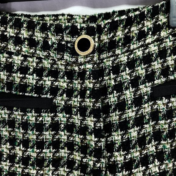 Zara Textured Tweed Houndstooth Pants Size Medium Cropped Trousers Plaid - Picture 8 of 16